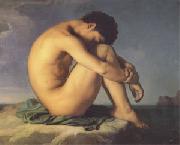 Hippolyte Flandrin Young Man Beside the Sea A study (mk05) oil on canvas